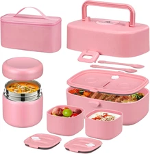 Bento Lunch Box with 8Oz Soup Thermo, Kids Sustainable Bento Box Leakproof Lunch