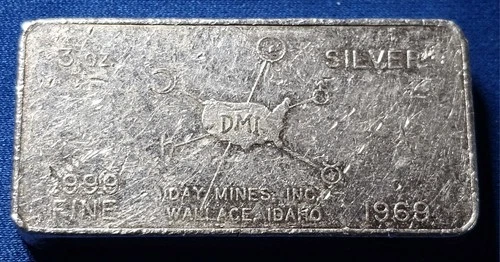A 1968 Day Mines Wallace Idaho WH Foster Walla 3oz 999 FINE Silver bar