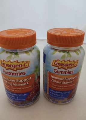 LOT OF 2 Emergen-C Gummies Immune Support 45CT EA Straw,Lemon Blueb EXP 12/26 A2