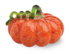 Boston International Gallery Glass Pumpkin Collectible Figurine, 5", Orange