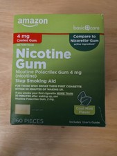 Amazon BasicCare Nicotine Polacrilex Coated Gum 4 mg nicotine , Cool Mint 160pc