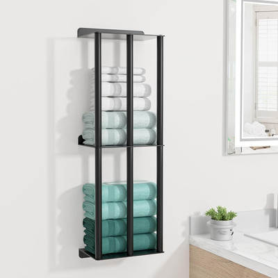 Towel Racks for Bathroom: 26 Inch Wall Mounted Towel Holder, Upgrade 2-Tier Towe