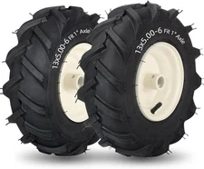 Pair-13x5.00-6" Tiller Tire and Wheel, 1" Axle Size, 3-1/8" 13x5.00-6 (1" Axe)