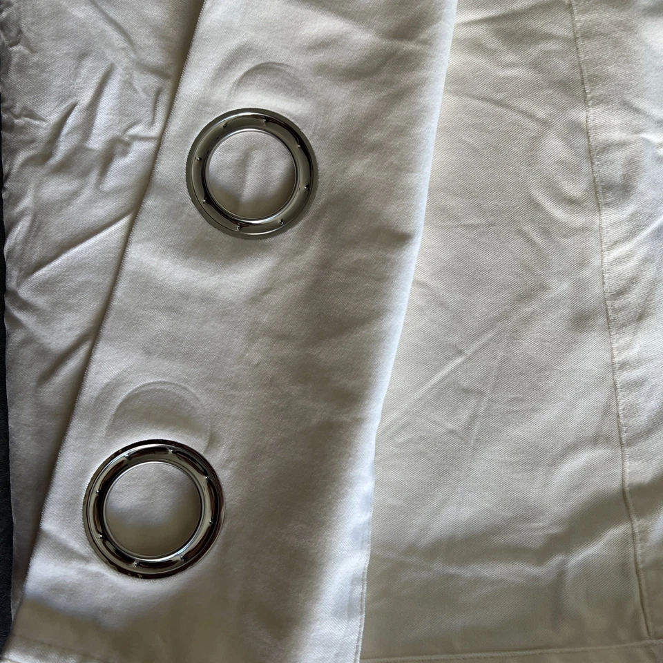 "Juego de 4 paneles West Elm cortinas algodón terciopelo ojales blanco crema 48""x108""" Foto 4 de 4