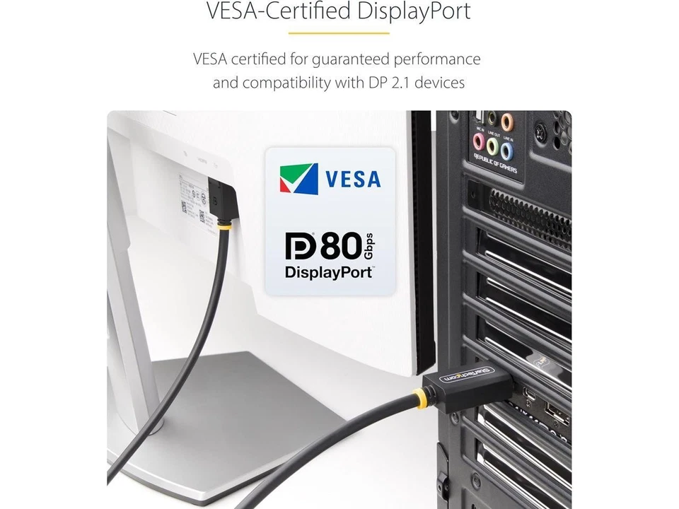 StarTech 3ft (91cm) DisplayPort 2.1 Cable, UHD Monitor Cord, M/M - Image 2 of 4
