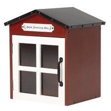 Little Library Box Outdoor: Natural Wood Free Library with Reinforced Waterpr...