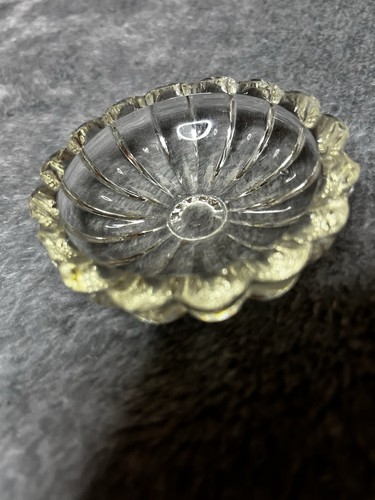 Vintage Mid Century Round Crystal Glass Joint Ashtray Starburst - Picture 6 of 9