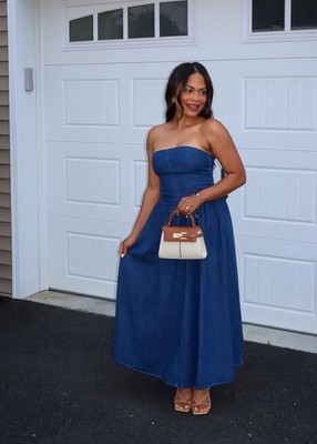 ZARA XS, XXL NEW SS25 WOMAN TRF DENIM MIDI DRESS BLUE 6929/193 | eBay
