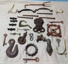 Mixed  Vintage Rusty Iron Hooks Handles Hardware Metal Rustic Steampunk Robot