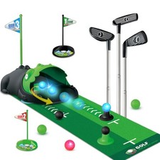 Upgraded Kids Toy Golf Set with Dinosaur Automatic Golf Returner, Led Black