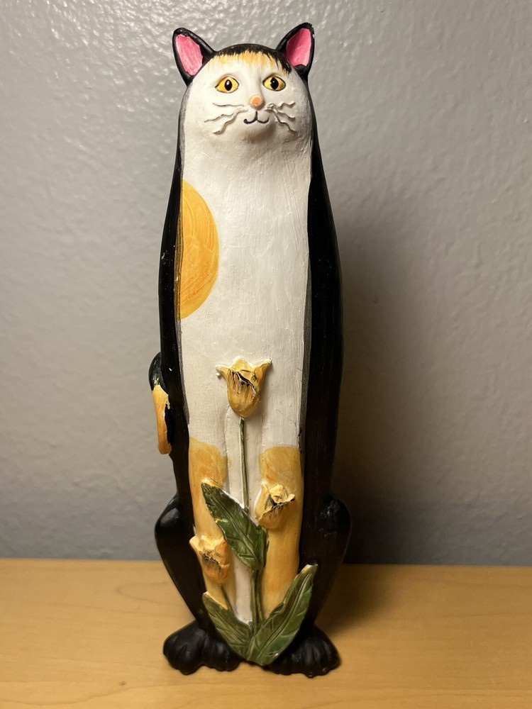 Vintage Resin Skinny Cat Figurine, 9 1/2 Inch Height