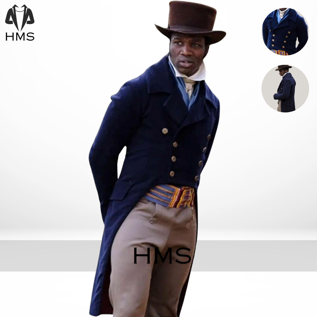 New Blue Wool Regency Tailcoat for Men ,19th Century Cosplay