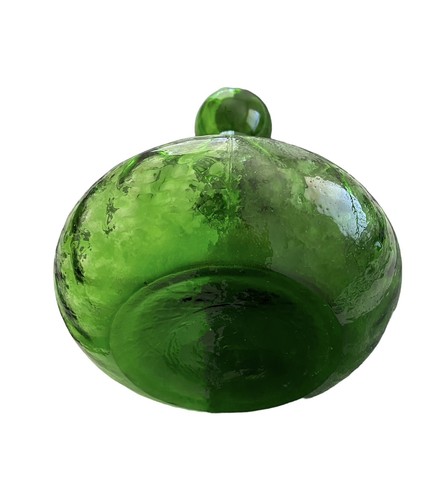 Vintage Green Art Glass Diamond Optic Shape Genie Bottle Decanter w/Stopper - Picture 4 of 7