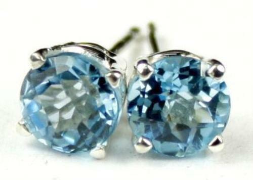 Pendientes de poste de plata esterlina 925, topacio azul suizo, SE012 - Imagen 1 de 5