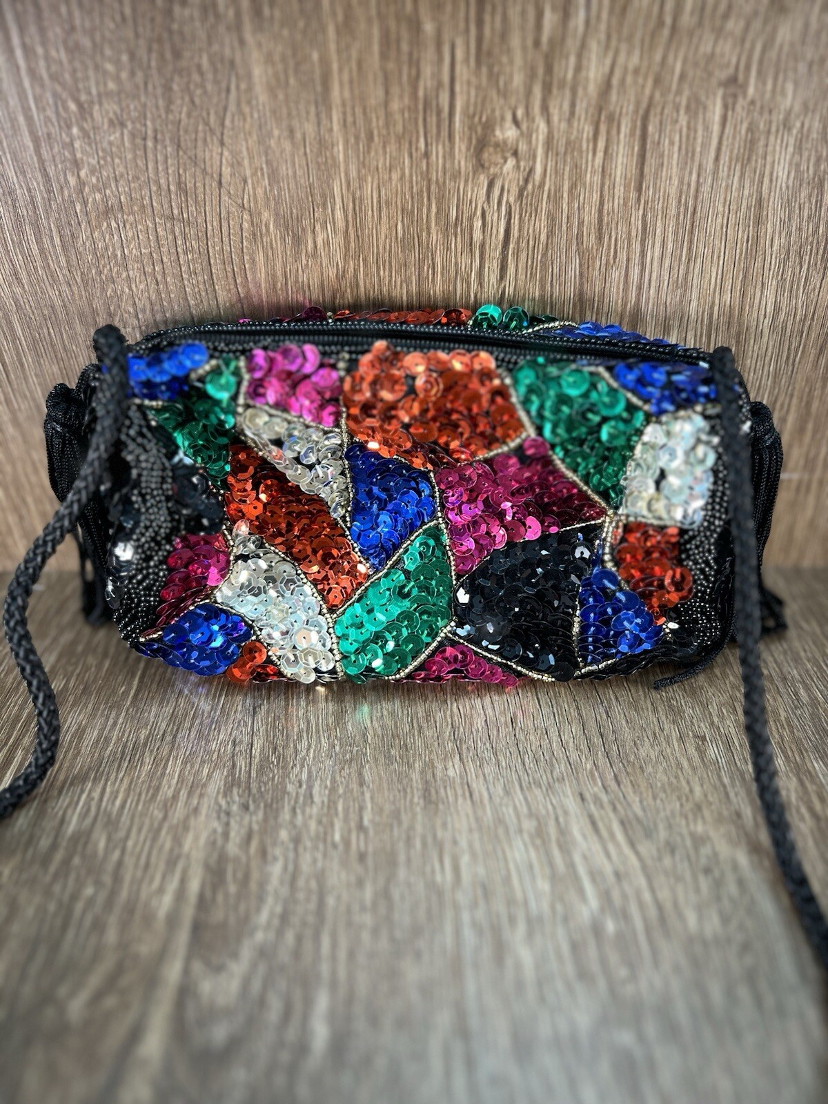 Small Multicolored Soft shell Sequence Crossbody … - image 2