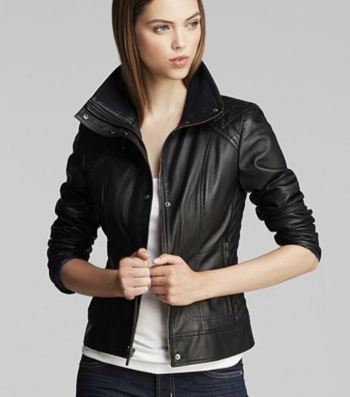 Cole Haan Leather Jacket With Diamond 