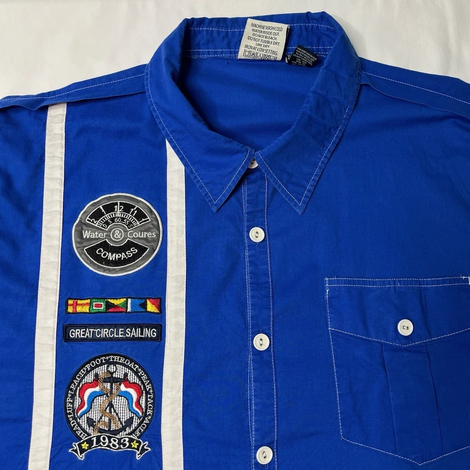 Swagnificent Raw Blue 4XL Blue Sailor Patch Very Rare Men Button Up - Image 2 of 4