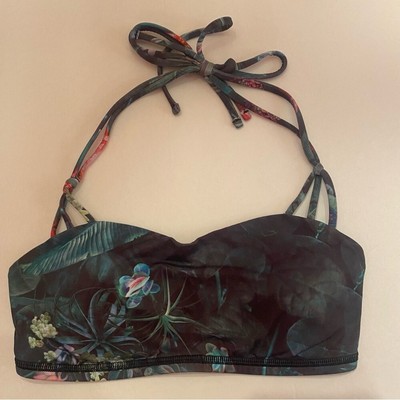 Lululemon Alight Curious Jungle Multi / Opal Halter Style Sports Bra Size 4 NWOT