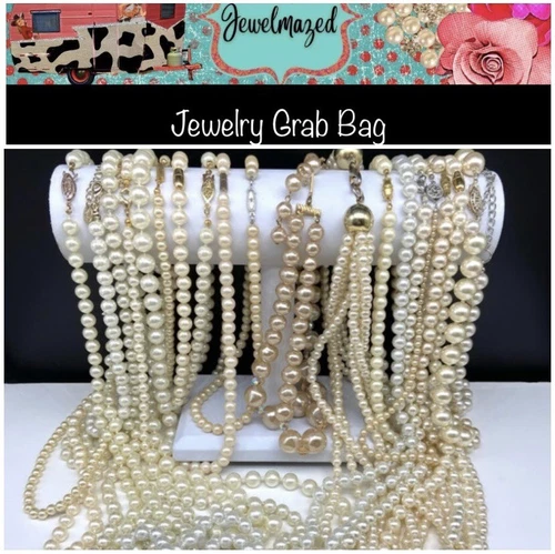 10 Beaded Faux Pearl Necklaces Costume Jewelry Lot Wearable Vintage Mod LB