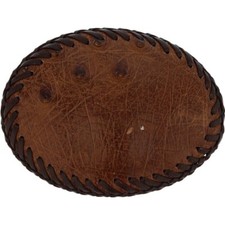 Leather Ostrich Hide Cowgirl Cowboy Handmade Western 1980s Vintage Belt Buckle