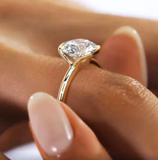 Real Round 1ct MOISSANITE Ring + Box 925 Silver Solitaire Sparkly Bezel Dainty