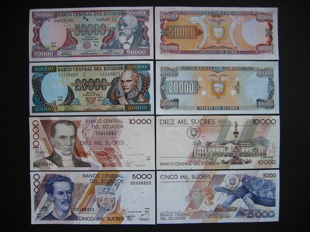 ECUADOR 5000 + 10000 + 20000 + 50000 Sucres 12.7.1999 (P127 - P130) UNC ECUADOR 5000 + 10000 + 20000 + 50000 Sucres 12.7.1999 (P127 - P130) UNC