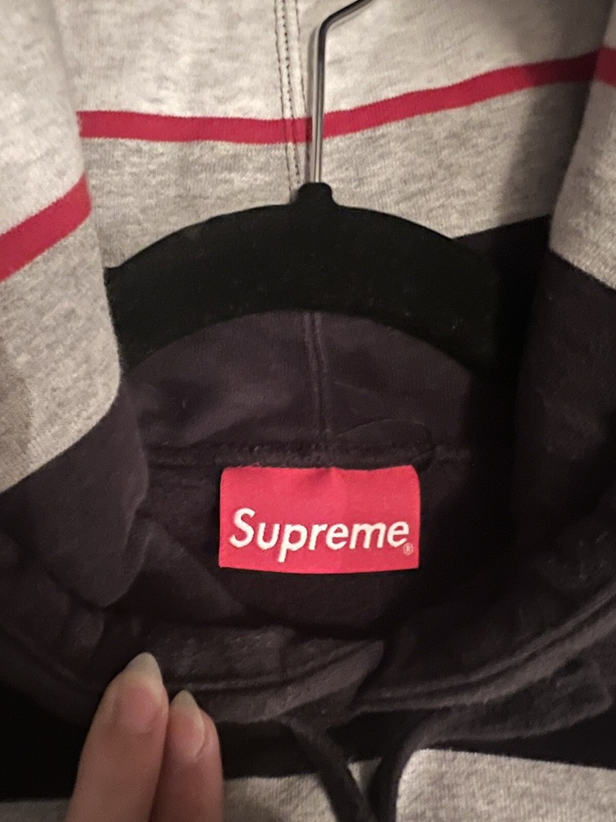 Supreme Striped Hooded Sweatshirt Black/ White Small | eBay