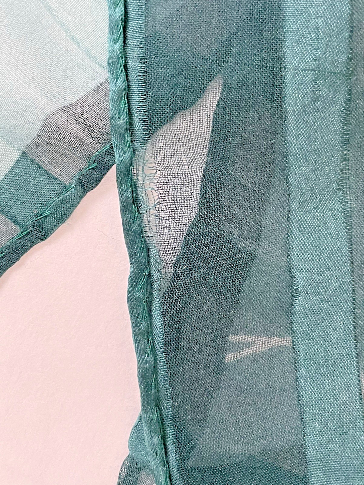 Scarf Rectangle Teal with Multicolor Squares Stri… - image 4