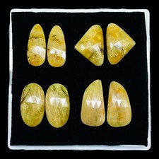 8 Pcs Natural Sapphire Pairs 18-28mm Unheated Checker Cut Loose Gemstone Lot
