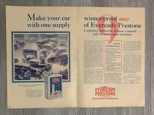 1928 EVEREADY PRESTONE ANTI-FREEZE 13x9.5" Automotive PRINT AD Winter -Proof CF