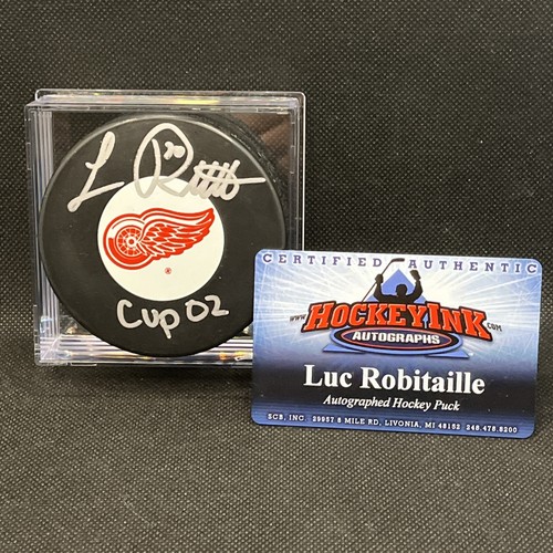LUC ROBITAILLE Autographed Detroit Red Wings Puck - Cup 02 🔥 - Picture 2 of 2