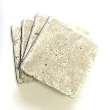 Light 4x4 Tumbled Antiqued Travertine Tile Backsplash Wall (Sold per piece)