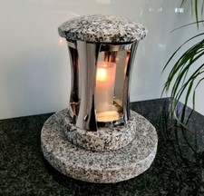 Edelstahl Grablaterne Grablampe Grableuchte Grablicht Sockel Lampe Kerze NEU *