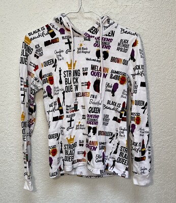 Onfire Top Melanin Queen Face Comic Book All-Over Graphic Hoodie Girls Sz Medium