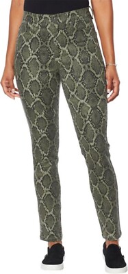 DG2 Diane Gilman Virtual Stretch Skinny Jean Olive Python 18WP NEW (876)