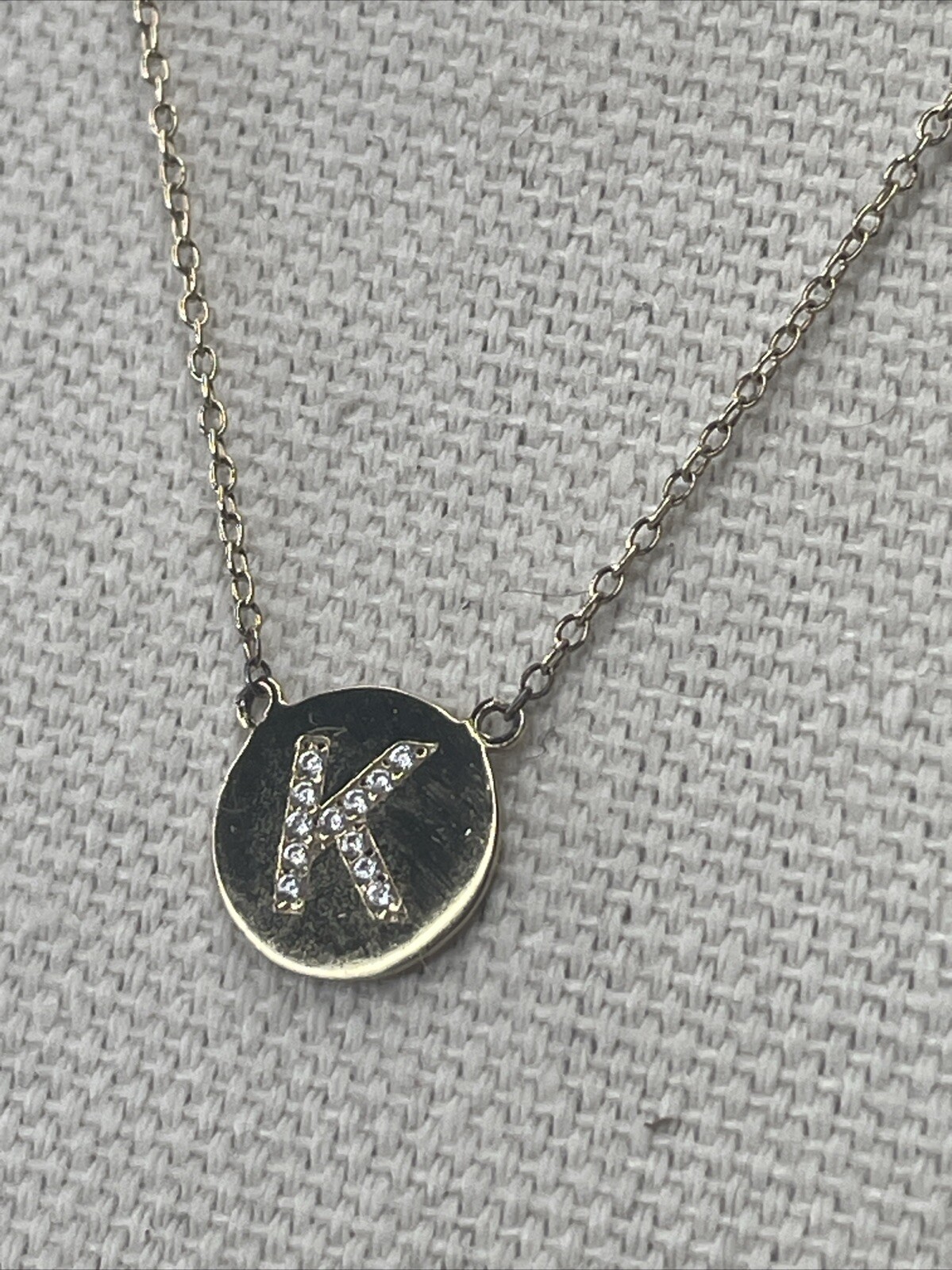 Gold Over Solid Sterling CZ Initial “K” Pendant N… - image 1