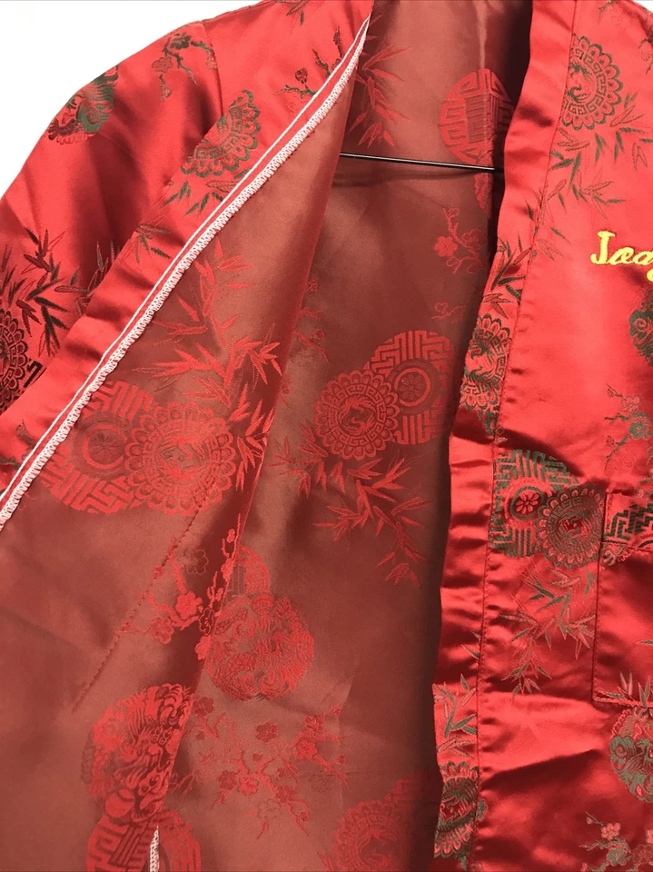 Kid's Red Satin Japanese Robe And Belt Embroidered Kimono - Image 4 of 4