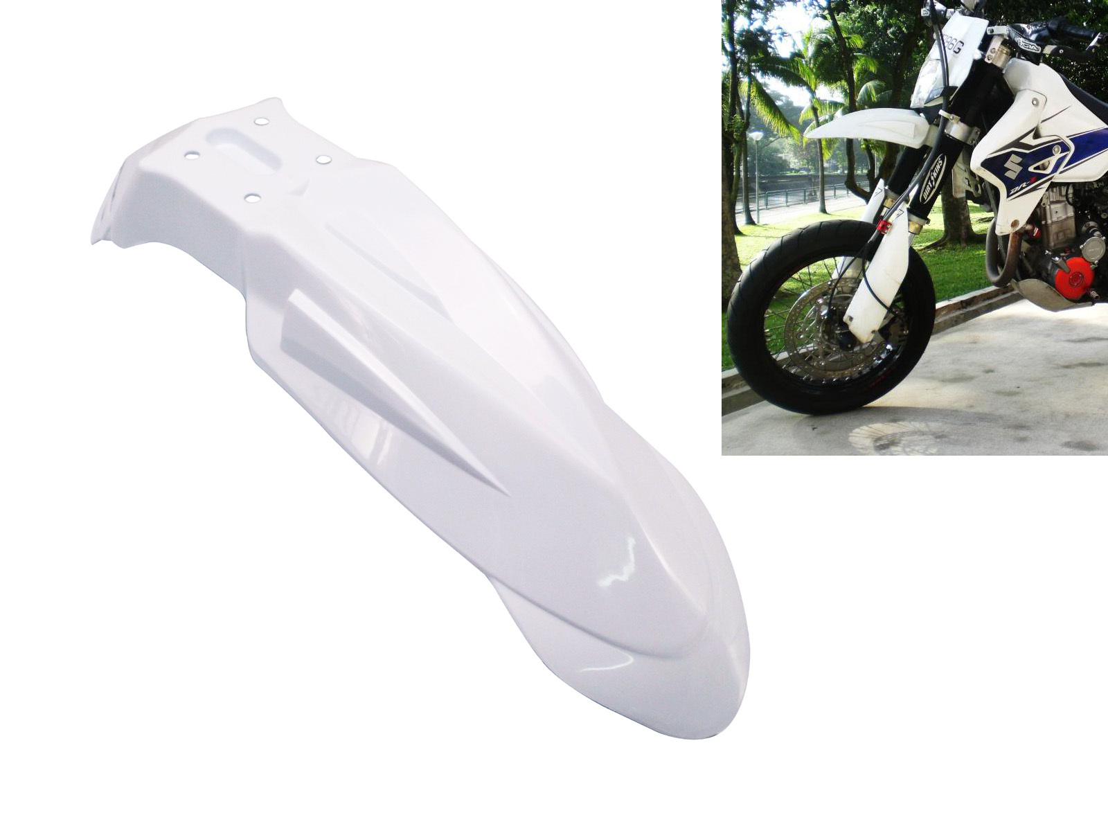 Motorcycle Front Mudguard Fender Motocross Enduro Supermoto Trail Off Road WHITE