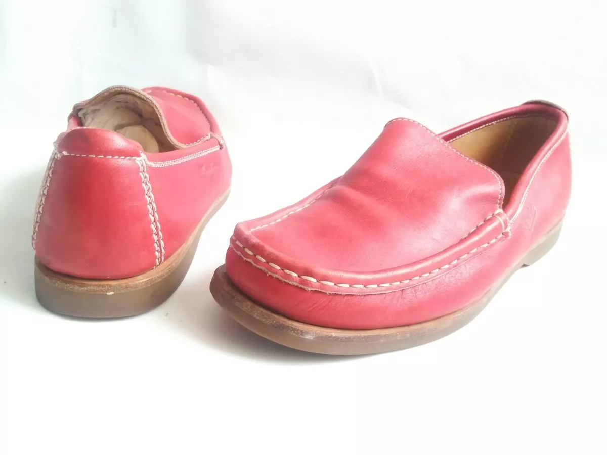 PARABOOT Comfort Moc Toe Loafer Shoes Red Leather Women's Size 5 UK 7.5-8 US