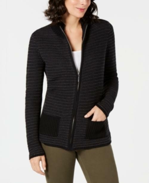 Karen Scott Women's Texture Zip Front 