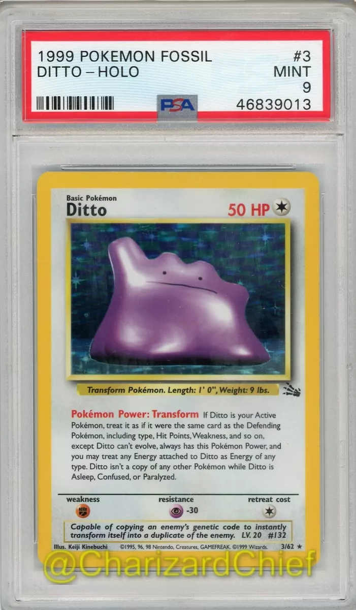 DITTO 3/62 PSA 9 FOSSIL SET COLLECTION ORIGINAL 151 POKEMON CARD 1999 FOIL