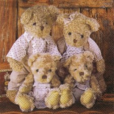 SERVIETTES EN PAPIER OURSONS DESIGN BOIS. PAPER NAPKINS TEDDY BEAR DESIGN WOOD