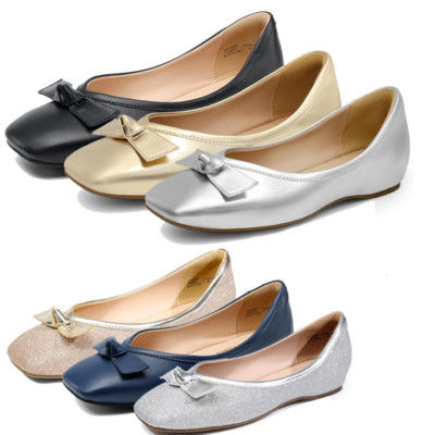 Dream Pairs Women Flat Low Wedge Square Toe Comfortable Slip On Dress Flat Shoes