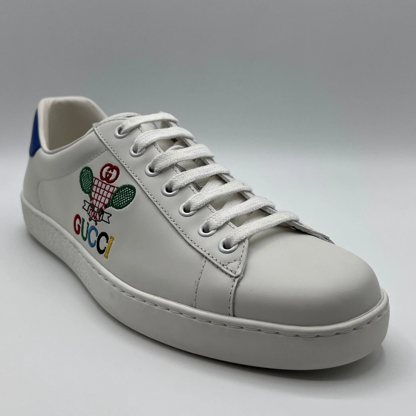 Baskets à lacets pour hommes Gucci Ace brodées en cuir blanc 7/US 7,5 603696 9096