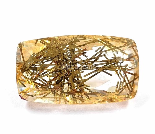 Golden Rutilated Quartz 41 Ct Certified Cushion Cut Loose Gemstone 26x14mm 4OUH - Picture 2 of 8