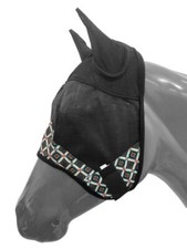 Showman Blue  Orange Aztec Print Fly Mask w/ Ears