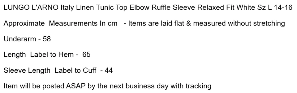 Lungo L'arno Italy Tunic Top Sz L 14-16 Linen Elbow Ruffle Sleeve RelaxFit White - image 2 of 4