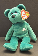 TY Beanie Baby Babies Erin 3-17-1997 Irish Green Clover Bear Plush Toy-F