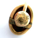 VTG Admark 12K Gold Fill Carved Scarab Tigers Eye Oval Screw Back Earrings — photo 5