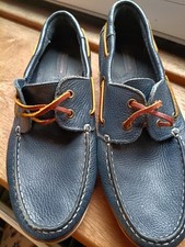 ​RJR John Rocha Men's Navy Blue Leather Boat Shoes Deck Shoes UK 8 Grained